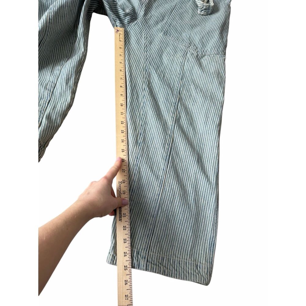 Free People We The Free Jumpsuit High Roller Light denim Stripe Blue Lagenlook B - Picture 8 of 11